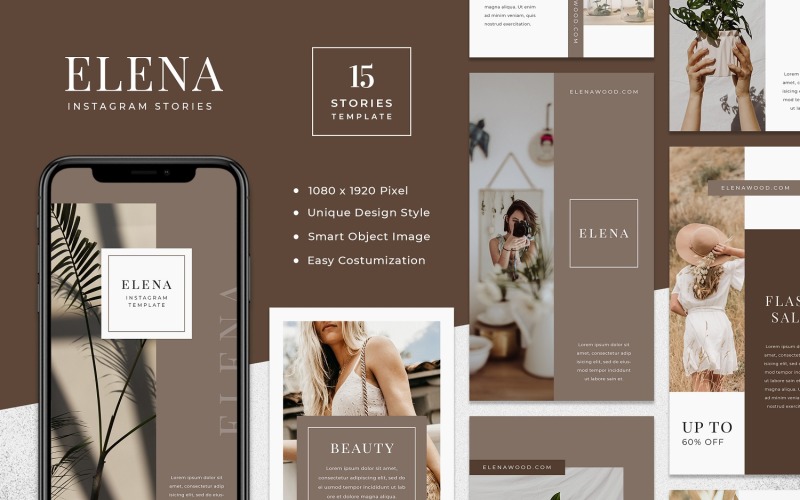 Elena - Mode Instagram-berättelsemall för sociala medier