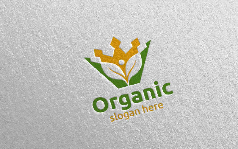 Download Шаблон логотипа "King Natural and Organic design Concept 9 Logo Template" / King Natural and Organic design Concept 9 Logo Template - Шаблон логотипа на тему графика logo,branch,organic,herbal,garden,health,cosmetic,spa,eco,vegetable,yoga,food,tree,farm,fruit,environment,plant,bright,nature