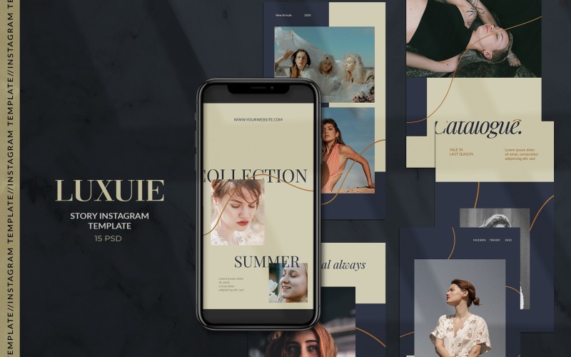 Download Шаблон для соцсетей "Luxuie - Fashion Instagram Stories Template for Social Media" / Luxuie - Fashion Instagram Stories Template for Social Media - Шаблон для соцсетей на тему графика creative,instagram,stories,instastory,fashion,feminime,stylish,lifestyle,layout,unique,minimal,whitespace,modern,story,elegant