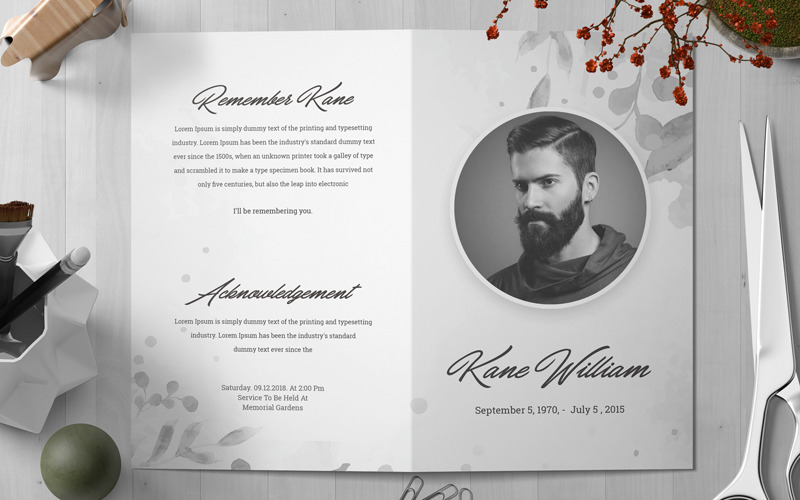 Download Фирменный стиль "Memorial Program - Corporate Identity Template" / Memorial Program - Corporate Identity Template - Фирменный стиль funeral,program,template,brochure,memorial,service,obituary,programs,floral,church,order,of,printable