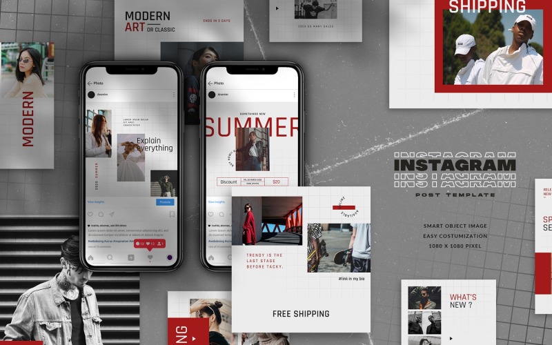 Download Шаблон для соцсетей "Minimal Instagram Post Template for Social Media" / Minimal Instagram Post Template for Social Media - Шаблон для соцсетей на тему графика creative,instagram,post,feed,fashion,minimal,stylish,lifestyle,layout,unique,whitespace,modern,clean,elegant