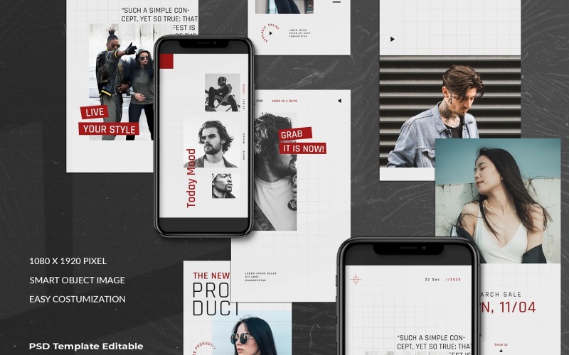Download Шаблон для соцсетей "Minimal Instagram Stories Template for Social Media" / Minimal Instagram Stories Template for Social Media - Шаблон для соцсетей на тему графика creative,instagram,stories,instastory,fashion,minimal,stylish,lifestyle,layout,unique,whitespace,modern,story,elegant