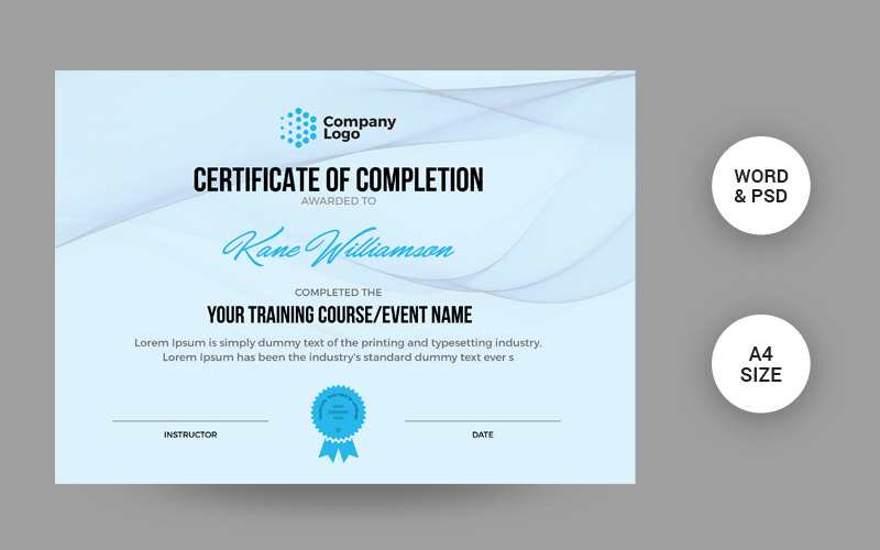 Download Шаблон сертификата "Modern Certificate Template" / Modern Certificate Template - Шаблон сертификата на тему графика certificate,diploma,custom,graduation,school,template,editable,completion,of,word