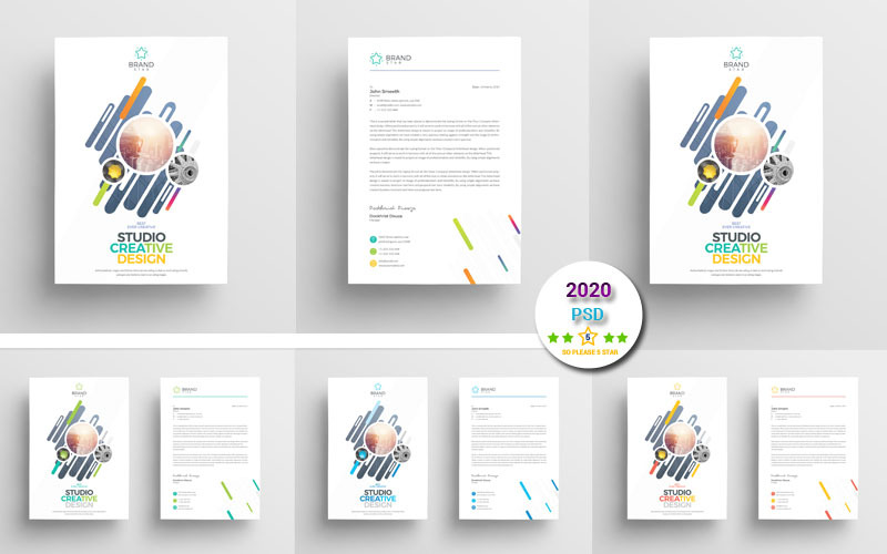 Papier à en-tête multicolore - Modèle d'identité d'entreprise