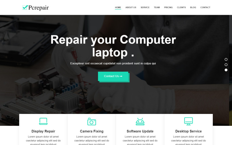 PCrepair - Modèle de page de destination bootstrap