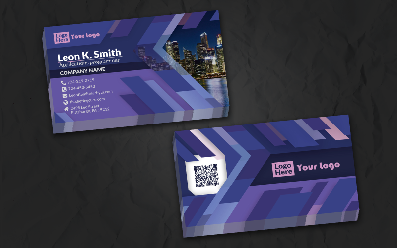 Download Фирменный стиль "Polyline Namecard - Corporate Identity Template" / Polyline Namecard - Corporate Identity Template - Фирменный стиль на тему графика line,purple,blue,red,parallelogram,namecard,print,paper,propaganda,arrow,double-sided,ai,eps