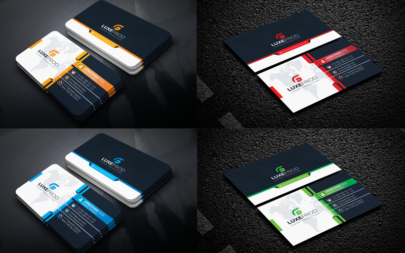 Download Фирменный стиль "Standard Business Card - Corporate Identity Template" / Standard Business Card - Corporate Identity Template - Фирменный стиль на тему графика black,blue,brand,business,card,clean,cmyk,color,company,corporate,creative,design,designer,green,horizontal,modern,personal,print,ready,professional