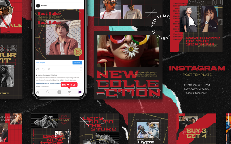 Download Шаблон для соцсетей "Creative Instagram Post Social Media Template" / Creative Instagram Post Social Media Template - Шаблон для соцсетей на тему графика creative,instagram,post,feed,fashion,hypebeast,stylish,lifestyle,sneakers,streetwear,minimal,whitespace,modern,clean,elegant