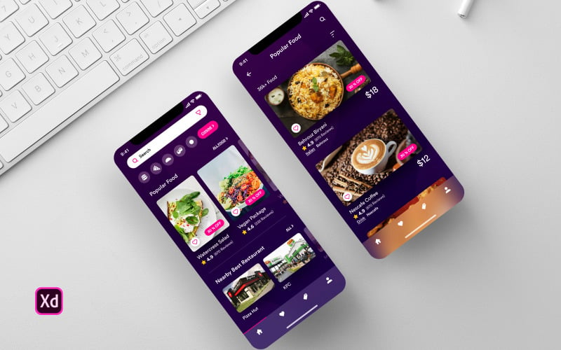 Étterem App felhasználói felület elemei