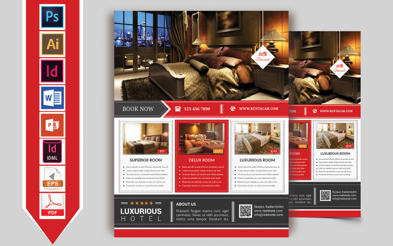 Download Фирменный стиль "Hotel Flyer Vol-02 - Corporate Identity Template" / Hotel Flyer Vol-02 - Corporate Identity Template - Фирменный стиль на тему графика hotel,restaurant,star,normal,flyer,restaurant-flyer,business,couple,room,tour,tourist,travel,3star-hotel,5star-hotel