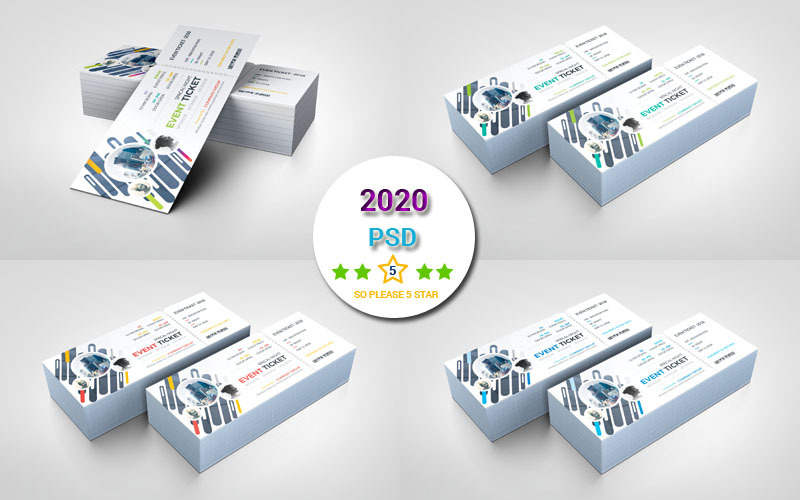 Download Фирменный стиль "Multi Color Event Ticket - Corporate Identity Template" / Multi Color Event Ticket - Corporate Identity Template - Фирменный стиль на тему графика ticket,event,liflet,computer,internet,stationery,poster,id,kit,blue,hi-quality,official,symple,business,logo,professional,modern,art,standard,creative