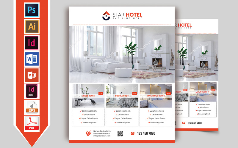 Ulotka hotelu Vol-08 - Szablon tożsamości korporacyjnej
