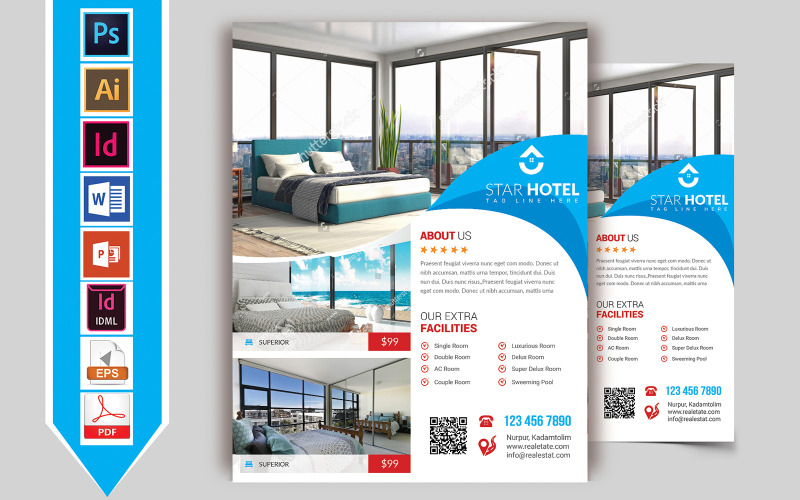 Ulotka hotelu Vol-09 - Szablon tożsamości korporacyjnej