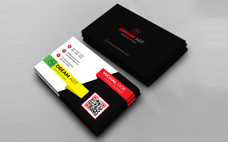 Colorful Dark Business Card - Corporate Identity Template