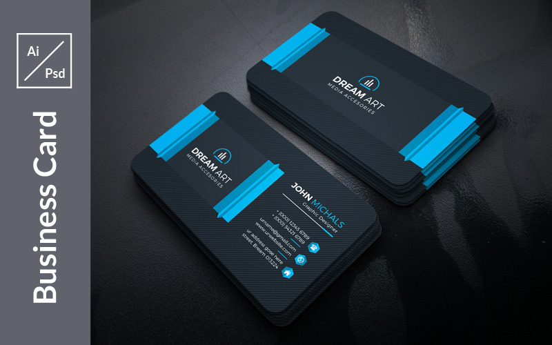 Download Фирменный стиль "Colourful Dark Business Card - Corporate Identity Template" / Colourful Dark Business Card - Corporate Identity Template - Фирменный стиль на тему графика abstract,art,artistic,blue,building,computer,corporate,graph,graphic,green,hi-quality,id,kit,internet,logo,modern,multimedia,official,photo,play