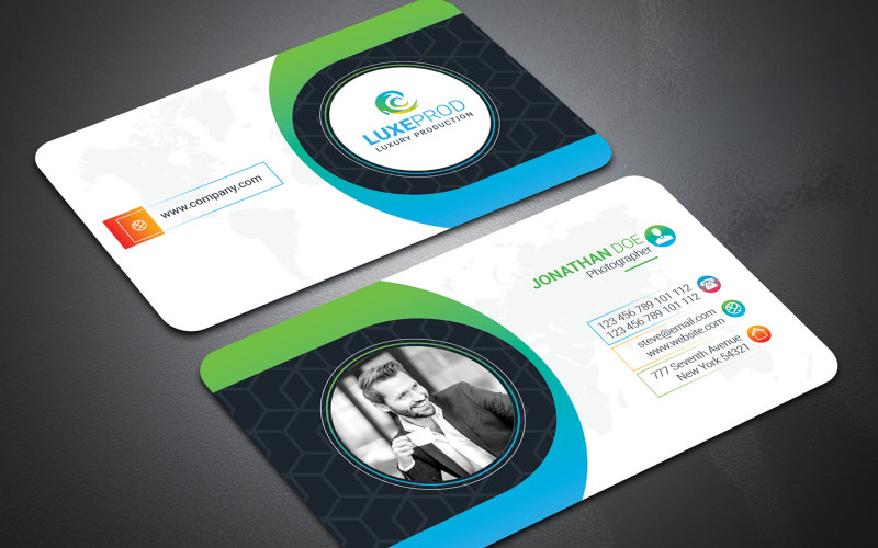 Download Фирменный стиль "Dark Color Business Card - Corporate Identity Template" / Dark Color Business Card - Corporate Identity Template - Фирменный стиль на тему графика business,card,flyer,graphic,green,landscape,letterhead,logo,modern,design,print,ready,professional,simple,standard,web,white