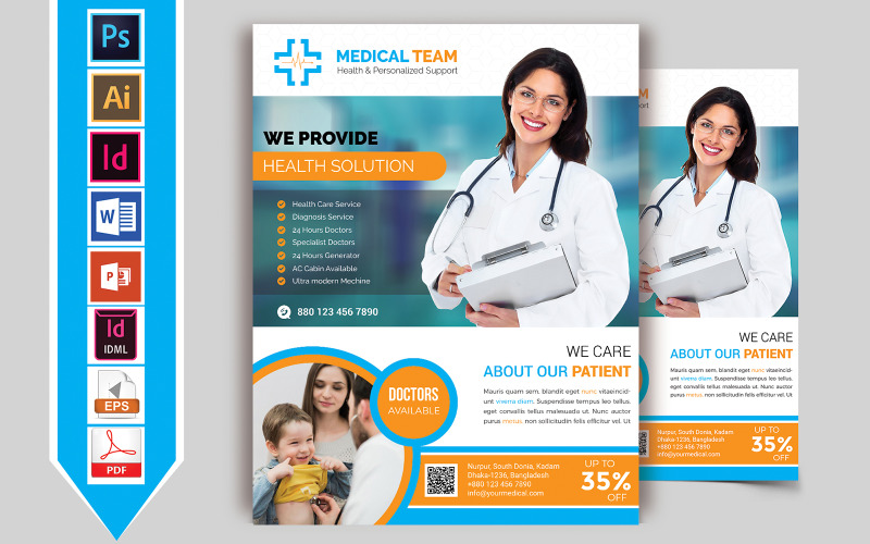 Download Фирменный стиль "Doctor & Medical Flyer Vol-08 - Corporate Identity Template" / Doctor & Medical Flyer Vol-08 - Corporate Identity Template - Фирменный стиль doctor,medical,hospital,clinic,health,care,child-care,mother-care,diabetic-care,neorology,cardiology,allergy,therapy,doctor-flyer,medical-flyer,hospital-flyer