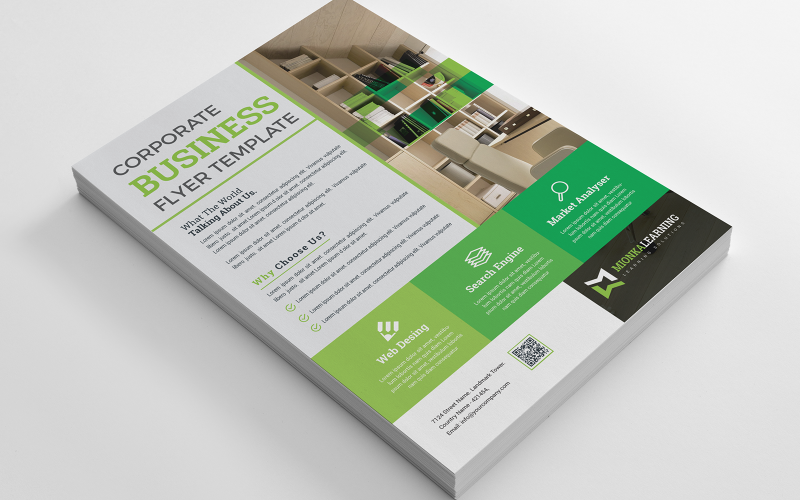 Flyer d'entreprise de couleur verte - modèle d'identité d'entreprise