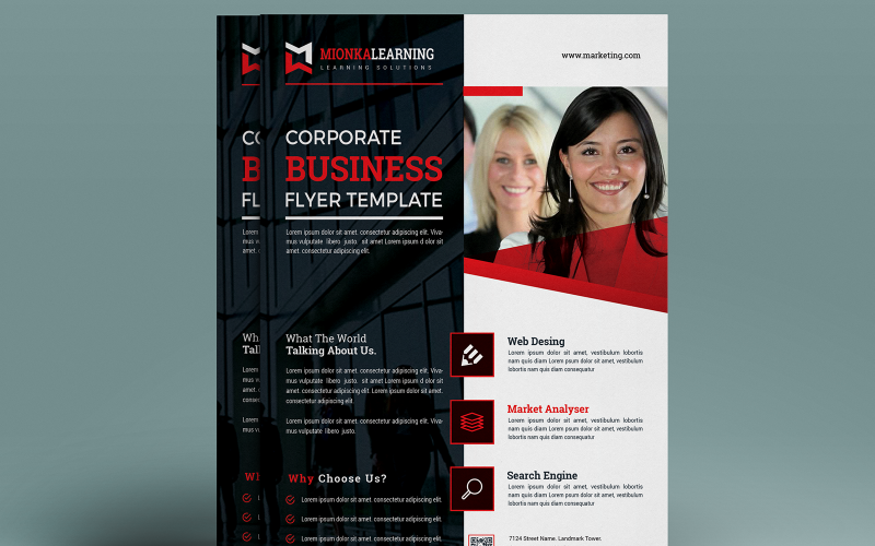 Folheto de negócios em cor vermelha - modelo de identidade corporativa