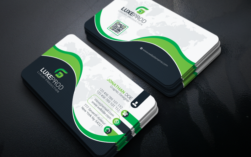 Download Фирменный стиль "Green Color Business Card - Corporate Identity Template" / Green Color Business Card - Corporate Identity Template - Фирменный стиль на тему графика black,blue,bundle,business,card,clean,cmyk,color,company,corporate,creative,design,green,horizontal,modern,personal,print,ready,professional,psd