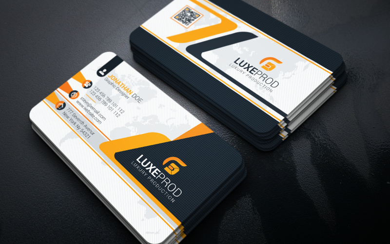 Orange Color Business Card - Corporate Identity Template