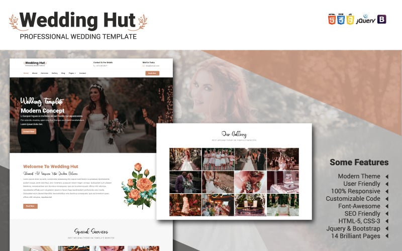Plantilla Web para Sitio de Wedding Hut
