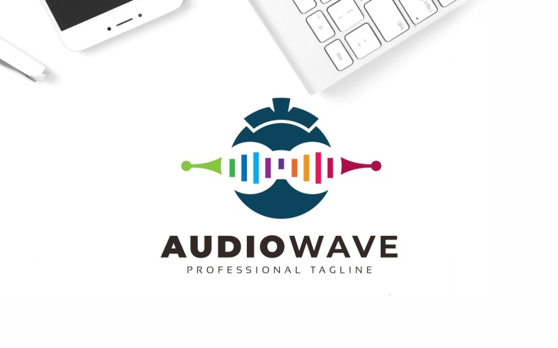 Download Шаблон логотипа "Audio Wave Logo Template" / Audio Wave Logo Template - Шаблон логотипа на тему графика audiotech,beat,logo,corporate,creative,idea,entertainment,gradient,headphones,letter,m,mobile,app,modern,music,industry,music,theme,vibes,noise