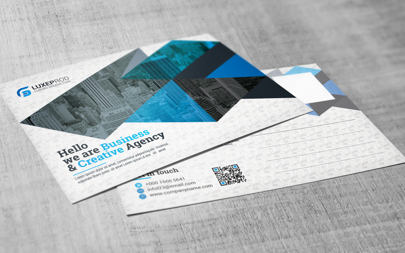 Blue Color Post Card - Corporate Identity Template
