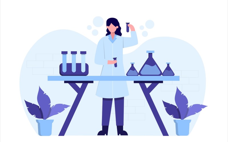 Download Vector "Pharmacy Laboratory Flat Illustration - Vector Image" / Pharmacy Laboratory Flat Illustration - Vector Image - Vector на тему графика illustration,vector,flat,graphic,design,pharmacy,medicine,pharmacist,laboratory,medical,research,drug,doctor,hospital,clinic