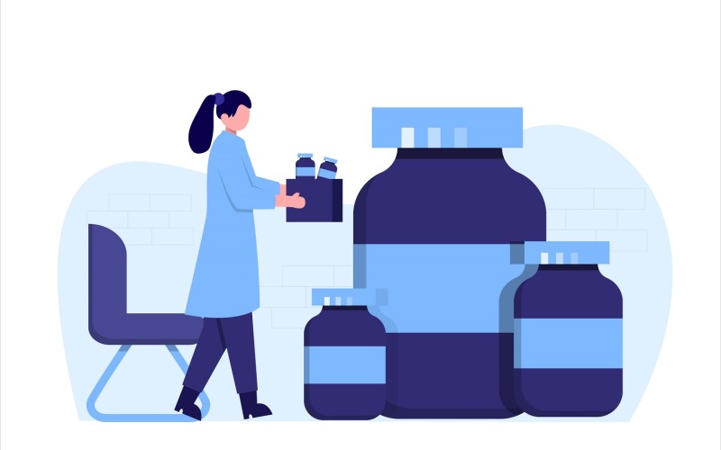 Download Vector "Pharmacy Medicine Flat Illustration - Vector Image" / Pharmacy Medicine Flat Illustration - Vector Image - Vector на тему графика illustration,vector,flat,graphic,design,pharmacy,medicine,pharmacist,laboratory,medical,research,drug,doctor,hospital,clinic