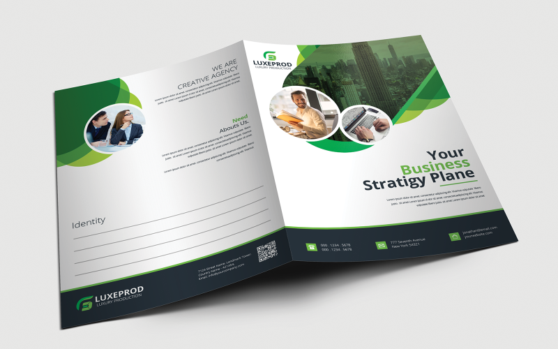Presentationsmapp för grön färg - mall för företagsidentitet