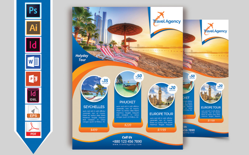 Download Фирменный стиль "Travels & Tours Flyer Vol-01 - Corporate Identity Template" / Travels & Tours Flyer Vol-01 - Corporate Identity Template - Фирменный стиль travel,tour,flyer,travel-flyer,tourism,travelism,thailand,seychelles,phuket,kashmir,london,psd,template,print,brochure,download,canada