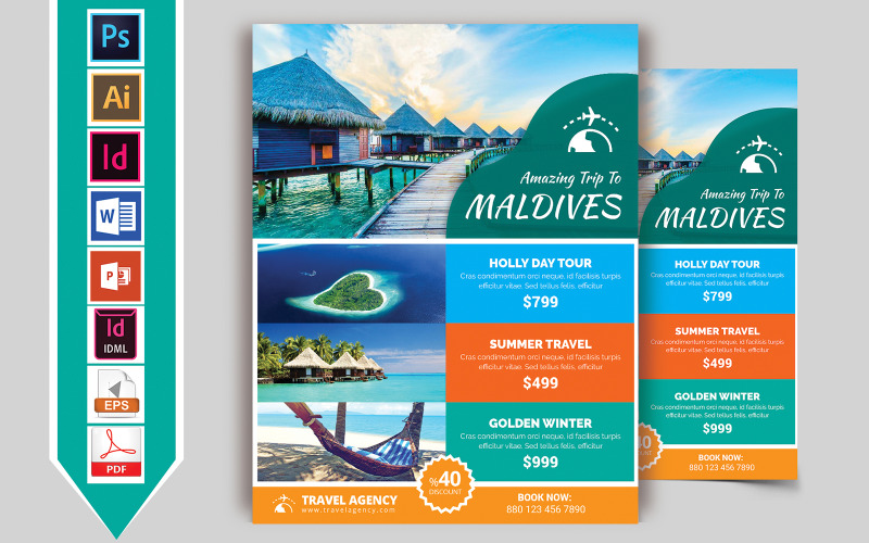Download Фирменный стиль "Travels & Tours Flyer Vol-07 - Corporate Identity Template" / Travels & Tours Flyer Vol-07 - Corporate Identity Template - Фирменный стиль travel,tour,flyer,travel-flyer,tourism,travelism,thailand,seychelles,phuket,kashmir,london,psd,template,print,brochure,download,canada