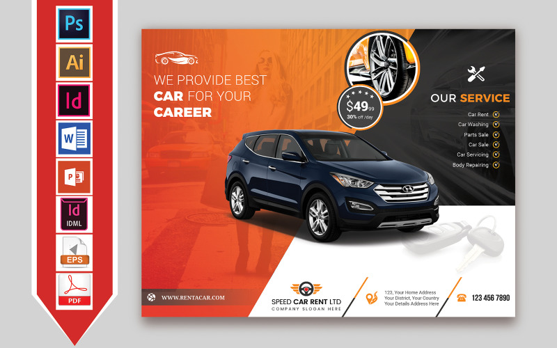 Download Фирменный стиль "Rent A Car Flyer Vol-02 - Corporate Identity Template" / Rent A Car Flyer Vol-02 - Corporate Identity Template - Фирменный стиль на тему графика auto,auto-flyer,auto-repair,auto-spare-parts,automobile,autoshowroom,business,car-rental,rent-a-car,corporate,flyer,grafilker,limousine,meeting,car,motorbike,motorcycles,professional,rent