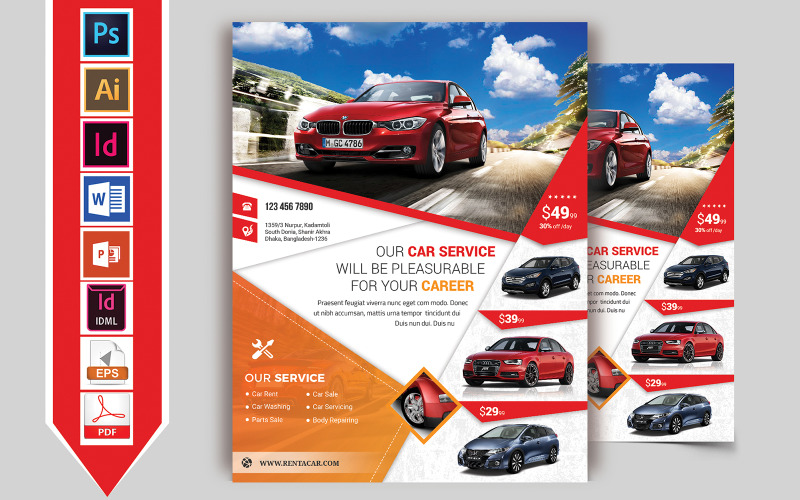 Download Фирменный стиль "Rent A Car Flyer Vol-07 - Corporate Identity Template" / Rent A Car Flyer Vol-07 - Corporate Identity Template - Фирменный стиль на тему графика auto,auto-flyer,auto-repair,auto-spare-parts,automobile,autoshowroom,business,car-rental,rent-a-car,corporate,flyer,grafilker,limousine,meeting,car,motorbike,motorcycles,professional,rent