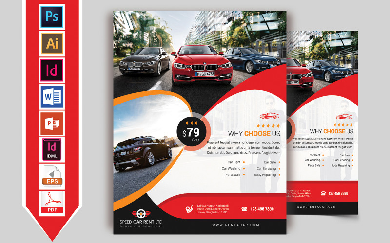 Download Фирменный стиль "Rent A Car Flyer Vol-09 - Corporate Identity Template" / Rent A Car Flyer Vol-09 - Corporate Identity Template - Фирменный стиль на тему графика auto,auto-flyer,auto-repair,auto-spare-parts,automobile,autoshowroom,business,car-rental,rent-a-car,corporate,flyer,grafilker,limousine,meeting,car,motorbike,motorcycles,professional,rent