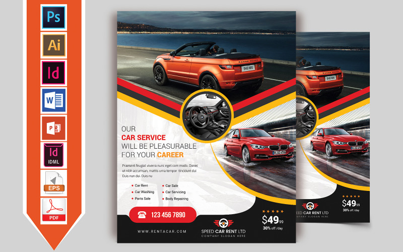 Download Фирменный стиль "Rent A Car Flyer Vol-10 - Corporate Identity Template" / Rent A Car Flyer Vol-10 - Corporate Identity Template - Фирменный стиль на тему графика auto,auto-flyer,auto-repair,auto-spare-parts,automobile,autoshowroom,business,car-rental,rent-a-car,corporate,flyer,grafilker,limousine,meeting,car,motorbike,motorcycles,professional,rent