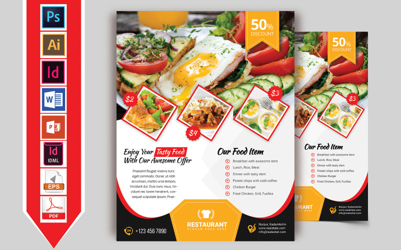 Download Фирменный стиль "Restaurant Flyer Vol-02 - Corporate Identity Template" / Restaurant Flyer Vol-02 - Corporate Identity Template - Фирменный стиль на тему графика hotel,restaurant,coffee-shop,pizza,hotel-flyer,restaurant-flyer,coffee-shop-flyer,burger,food,food-flyer,food-restaurant,cold-coffee,cheese-burger,hot-dog,business,tea