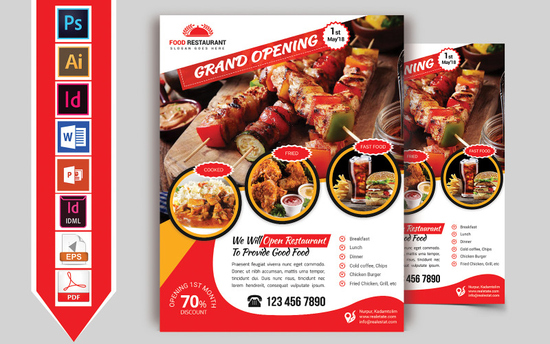 Download Фирменный стиль "Restaurant Flyer Vol-04 - Corporate Identity Template" / Restaurant Flyer Vol-04 - Corporate Identity Template - Фирменный стиль на тему графика hotel,restaurant,coffee-shop,pizza,hotel-flyer,restaurant-flyer,coffee-shop-flyer,burger,food,food-flyer,food-restaurant,cold-coffee,cheese-burger,hot-dog,business,tea