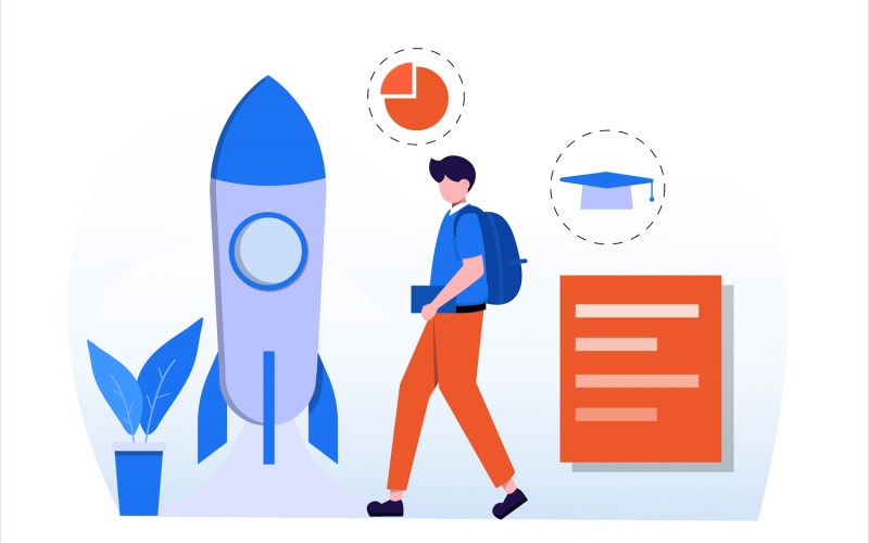 Astronomy Class Flat Illustration - Vector Image