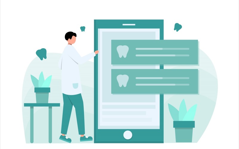 Download Vector "Dental Apps Flat Illustration - Vector Image" / Dental Apps Flat Illustration - Vector Image - Vector на тему графика illustration,vector,flat,graphic,design,dentist,clinic,dental,medical,medicine,treatment,doctor,health,teeth,tooth