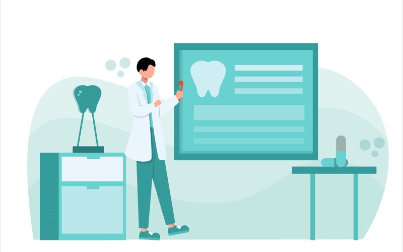 Download Vector "Dentist Flat Design Illustration - Vector Image" / Dentist Flat Design Illustration - Vector Image - Vector на тему графика illustration,vector,flat,graphic,design,dentist,clinic,dental,medical,medicine,treatment,doctor,health,teeth,tooth