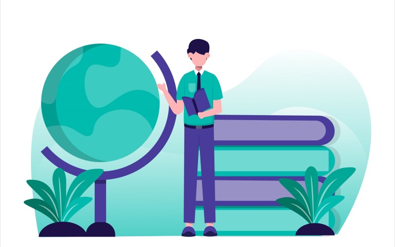 Download Vector "Education Flat Illustration - Vector Image" / Education Flat Illustration - Vector Image - Vector на тему графика illustration,vector,flat,graphic,design,education,school,student,learning,book,classroom,university,study,college,knowledge