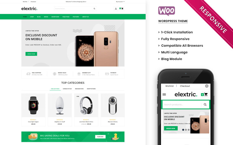 Elextric - тема преміум-магазину електронних магазинів WooCommerce