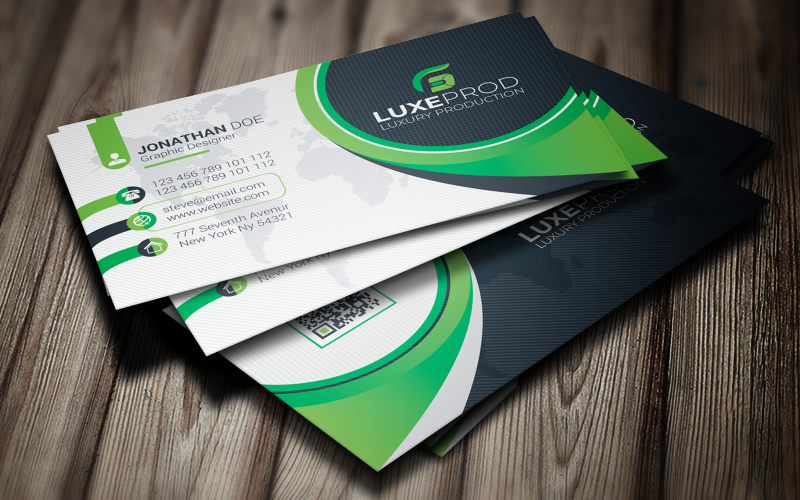 Download Фирменный стиль "Green Color Business Card - Corporate Identity Template" / Green Color Business Card - Corporate Identity Template - Фирменный стиль на тему графика black,blue,bundle,business,card,clean,cmyk,color,company,corporate,creative,design,green,horizontal,modern,personal,print,ready,professional,psd