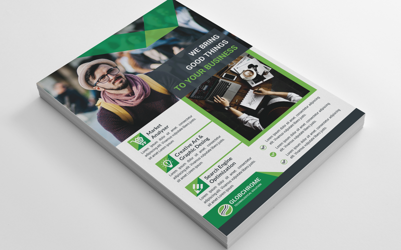 Download Фирменный стиль "Green Color Business Flyer - Corporate Identity Template" / Green Color Business Flyer - Corporate Identity Template - Фирменный стиль на тему графика fyer,corporate,flyer,artistic,blue,building,computer,graph,graphic,green,hi-quality,id,kit,internet,logo,modern,multimedia,official,photo,play