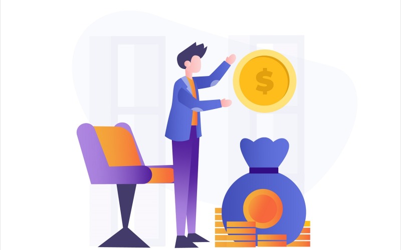 Ilustración plana de dinero de inversión - imagen vectorial