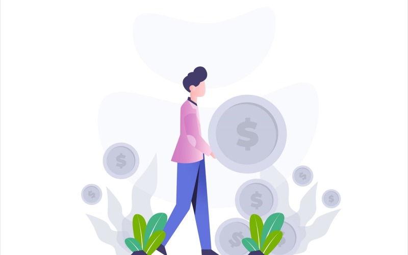 Investment Coin Flat Illustration Vector