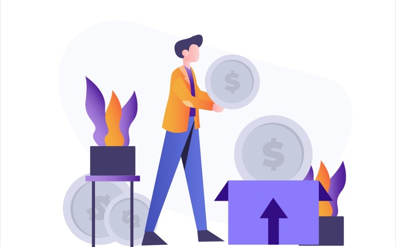 Download Vector "Investment Deposit Flat Illustration - Vector Image" / Investment Deposit Flat Illustration - Vector Image - Vector на тему графика illustration,vector,flat,graphic,design,investment,business,finance,money,gold,bank,earning,stock,currency,coin