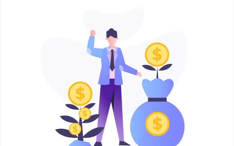 Download Vector "Investment Money Tree Flat Illustration - Vector Image" / Investment Money Tree Flat Illustration - Vector Image - Vector на тему графика illustration,vector,flat,graphic,design,investment,business,finance,money,gold,bank,earning,stock,currency,coin